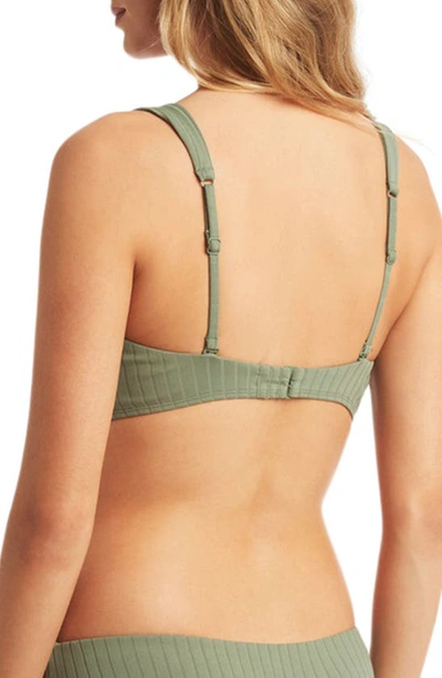 Sea Level Vesper Longline Triangle Bikini Top In Sage