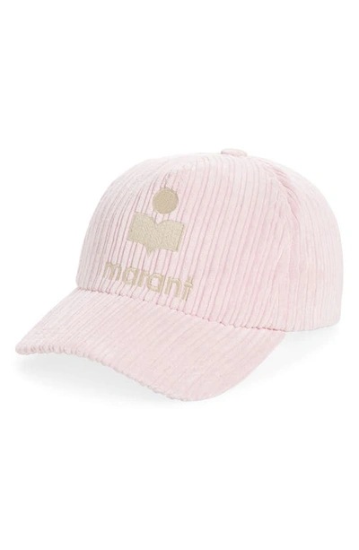 Shop Isabel Marant Tyron Logo Corduroy Baseball Cap In Light Pink