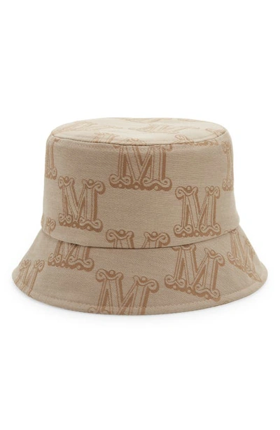 Shop Max Mara Cotton Canvas Bucket Hat In Light Brown
