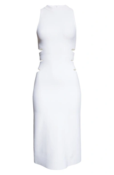 Shop Alaïa Fontana Slash Sleeveless Midi Sweater Dress In Blanc