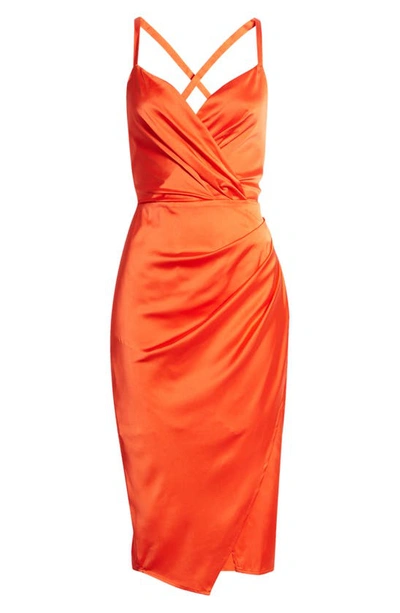 Shop Adelyn Rae Lydia Open Back Satin Dress In Orange