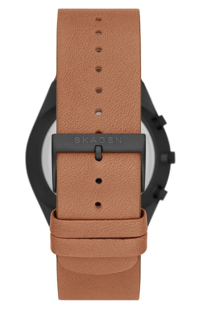 Shop Skagen Grenen Chronograph Leather Strap Watch, 42mm In Brown