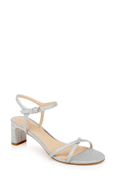 Shop Jewel Badgley Mischka Omari Ankle Strap Sandal In Silver Glitter