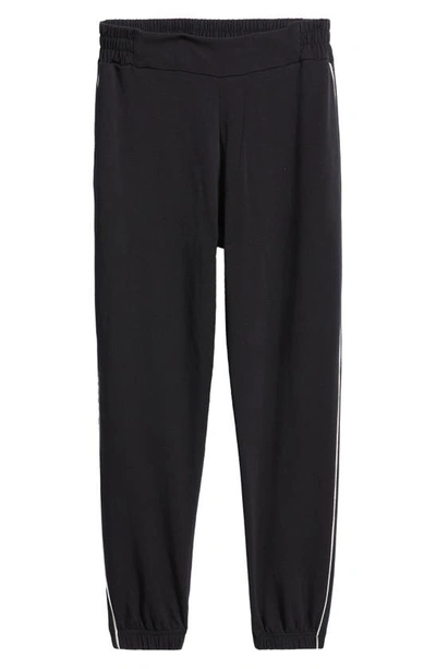 Shop Bedfellow Jogger Pajama Pants In Black With White Piping