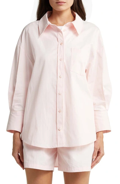 Shop Anine Bing Mika Cotton Button-up Shirt In Blush