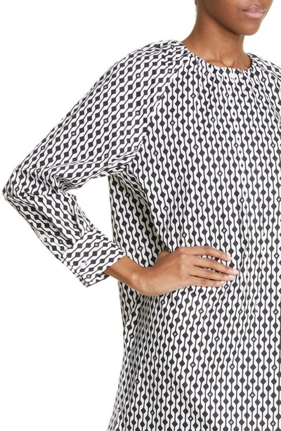 Max Mara Nievo Geometric Print Long Sleeve Cotton Tunic Dress In 