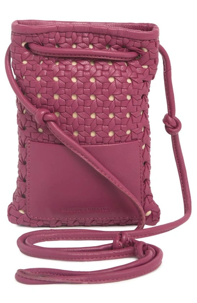 Shop Lucky Brand Zule Leather Crossbody Phone Pouch In Beet Red Smooth Leather