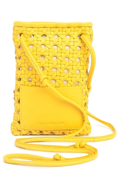 Shop Lucky Brand Zule Leather Crossbody Phone Pouch In Mimosa Smooth Leather