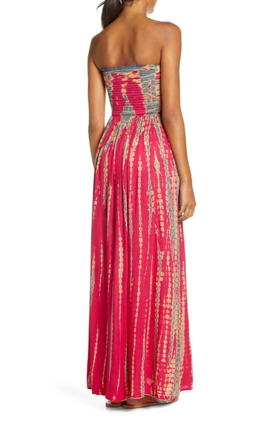 Shop Elan Strapless Cover-up Maxi Dress In Pink Grey Mlt