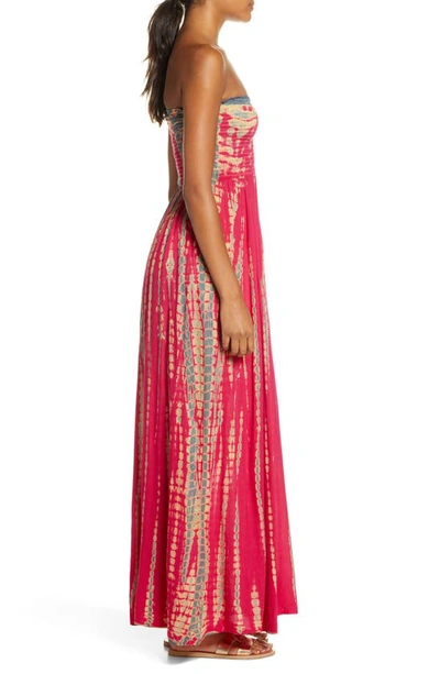 Shop Elan Strapless Cover-up Maxi Dress In Pink Grey Mlt
