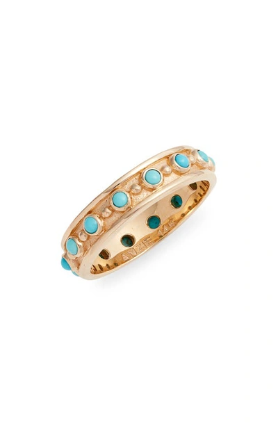 Shop Anzie Dew Drops Marine Band Ring In Turquoise