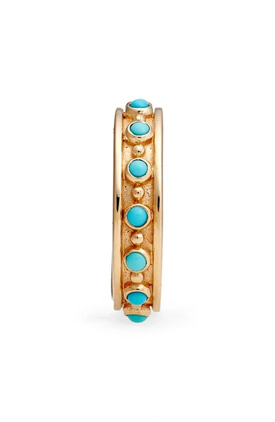 Shop Anzie Dew Drops Marine Band Ring In Turquoise