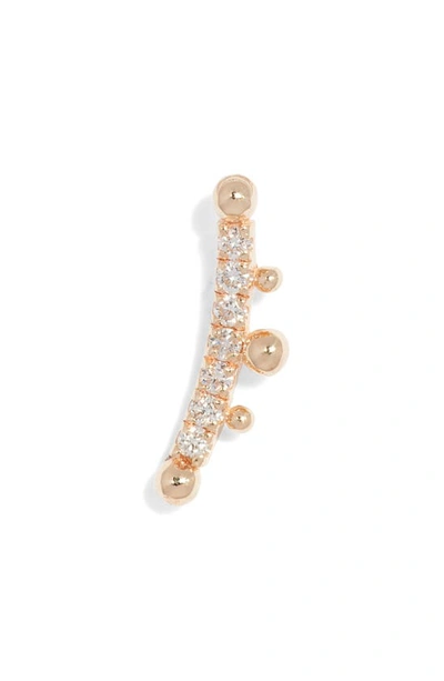 Shop Anzie Dew Drop Marine Single Diamond Ear Crawler In Gold/ Diamond/ Right