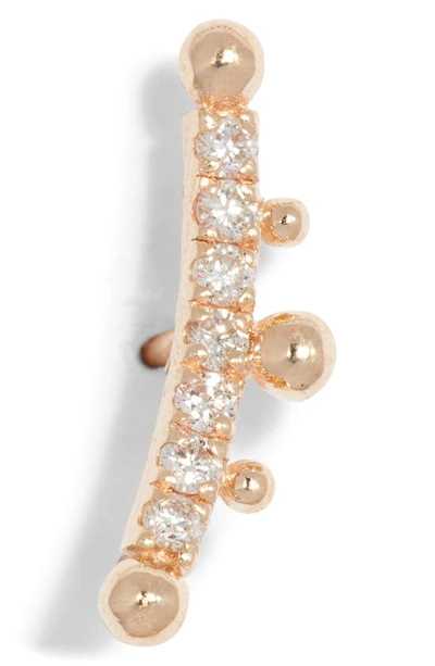 Shop Anzie Dew Drop Marine Single Diamond Ear Crawler In Gold/ Diamond/ Right