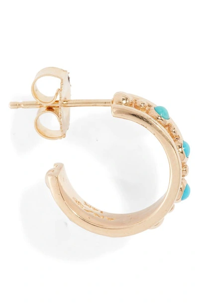 Shop Anzie Dew Drop Marine Huggie Hoop Earrings In Turquoise