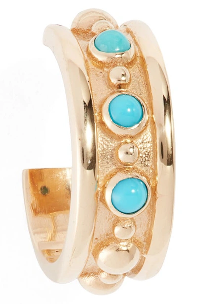 Anzie Dew Drop Marine Huggie Hoop Earrings In Turquoise
