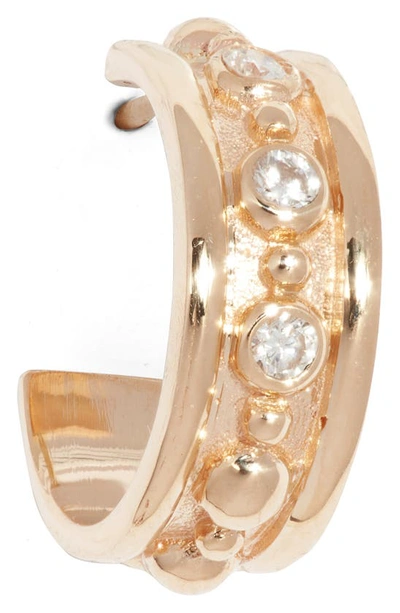 Shop Anzie Dew Drop Marine Huggie Hoop Earrings In Gold/ Diamond