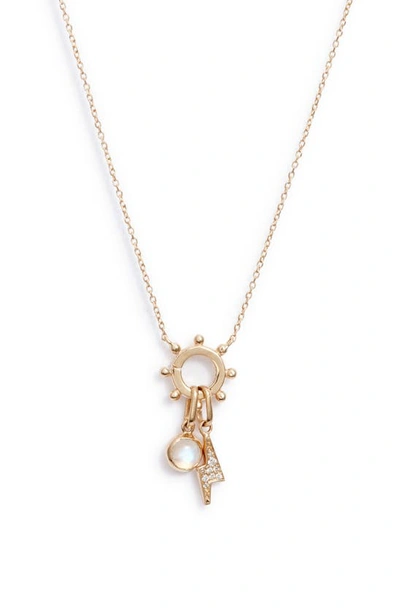 Shop Anzie Dew Drop Mini Charm Cluster Necklace In Moonstone