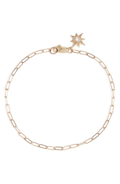 Shop Anzie Classique Paper Clip Starburst Bracelet In Yellow Gold