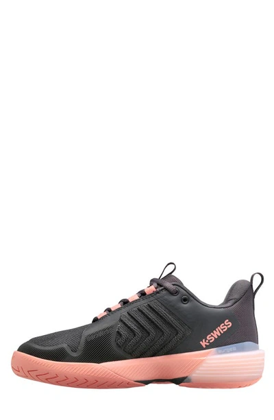 Shop K-swiss Ultrashot 3 Tennis Shoe In Asphalt/peach Amber/white