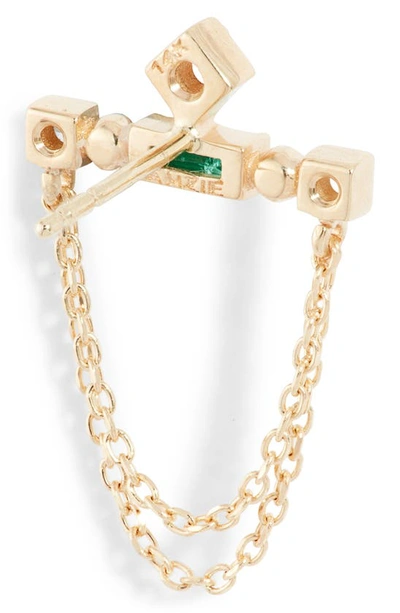 Shop Anzie Cléo Emerald & Diamond Bar Chain Earrings