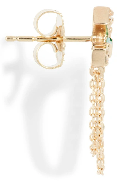 Shop Anzie Cléo Emerald & Diamond Bar Chain Earrings