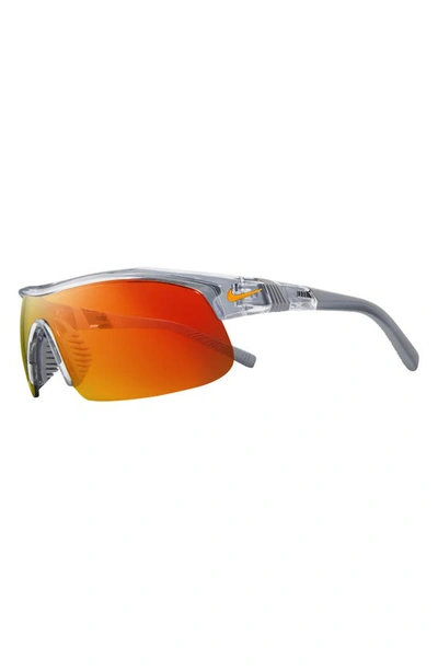Shop Nike Show X1 58mm Wraparound Sunglasses In Shiny Wolf Grey/ Orange Mirror