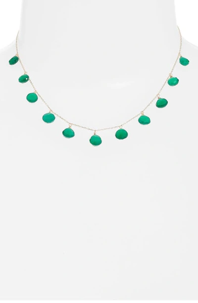 Shop Anzie Briolette Stone Charm Necklace In Emerald