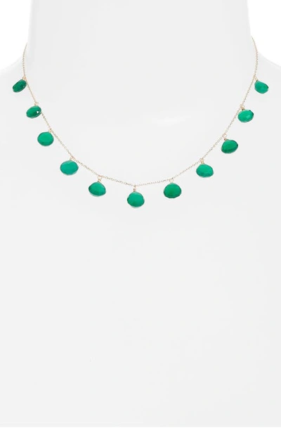 Anzie Briolette Stone Charm Necklace In Emerald