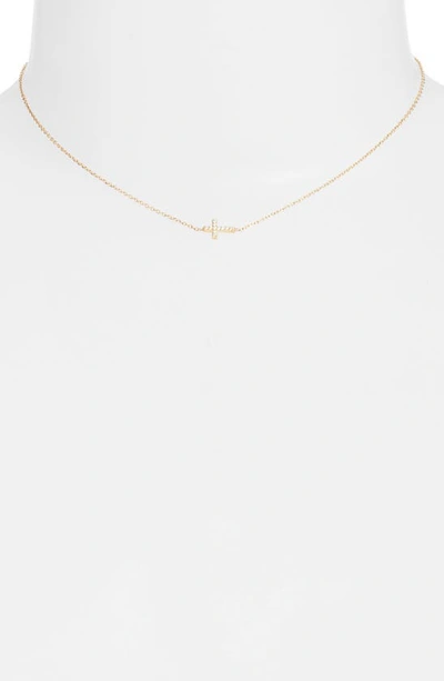 Shop Anzie Love Letter Pavé Diamond Cross Pendant Necklace In Gold / Diamond/ 16 In