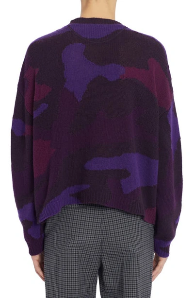 Shop Valentino Camouflage Jacquard Cotton & Virgin Wool Sweater In 7q6 - Camou Viola