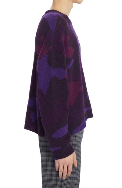Shop Valentino Camouflage Jacquard Cotton & Virgin Wool Sweater In 7q6 - Camou Viola