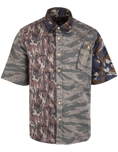Shop Diesel Man Camouflage S-wurm-cmf Shirt