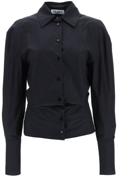 Shop Attico The  Draped Cotton Shirt In Black