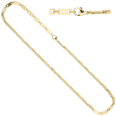 Pre-owned Echtschmuck 5 Mm Plattenkette 585 Echt Gold Halskette 50 Cm 14 Karat Gelbgold Herren Neu