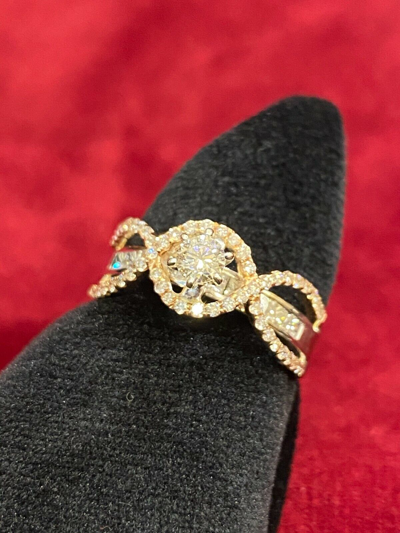 Pre-owned Jisha Pave 1,23 Cts Rund Prinzess Cut Diamanten Jahrestag Solitär Ring In 585 14k Gold