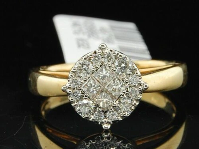 Pre-owned Jfl Diamonds & Timepieces Diamant Verlobungsring 14k Gelbgold Prinzessin & Rund Schliff 1/2 Karat