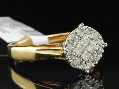 Pre-owned Jfl Diamonds & Timepieces Diamant Verlobungsring 14k Gelbgold Prinzessin & Rund Schliff 1/2 Karat