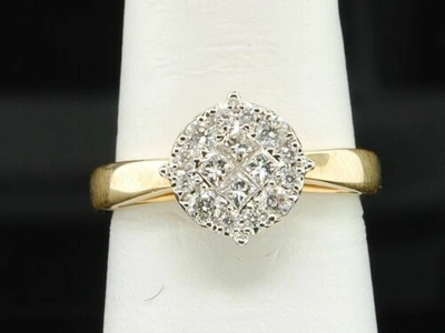 Pre-owned Jfl Diamonds & Timepieces Diamant Verlobungsring 14k Gelbgold Prinzessin & Rund Schliff 1/2 Karat