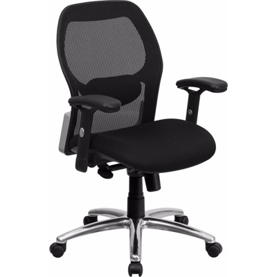 Shop Offex Mid-back Black Super Mesh Executive Swivel Office Chair With Knee Tilt Control And Adjustable
