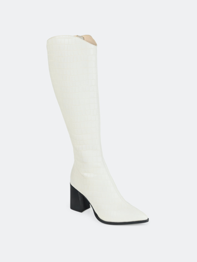 Shop Journee Signature Women's Genuine Leather Tru Comfort Foam Wide Calf Laila Boot In White
