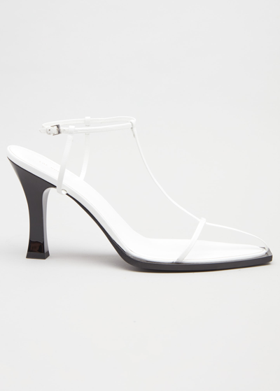 Shop The Row 80mm Leather T-strap Sandals In Optic White