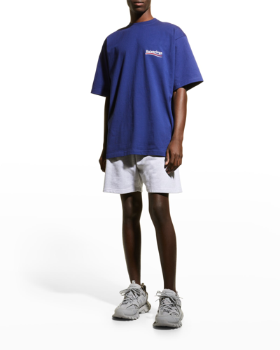 Shop Balenciaga Men's White Campaign Logo Boxy T-shirt In Pacifiqmul