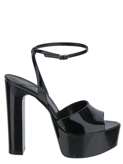 Shop Saint Laurent Jodie Platform Sandals In Patent Leather In Black