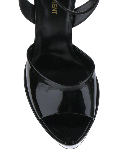 Shop Saint Laurent Jodie Platform Sandals In Patent Leather In Black