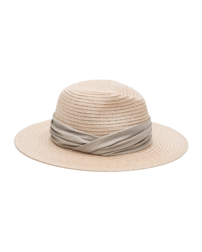 Shop Eugenia Kim Courtney Woven Fedora Hat W/ Scarf Band In Natural