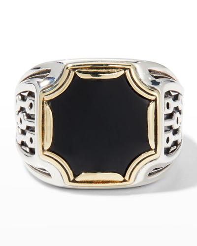 Shop Konstantino Men's Black Onyx Signet Ring In Bronze