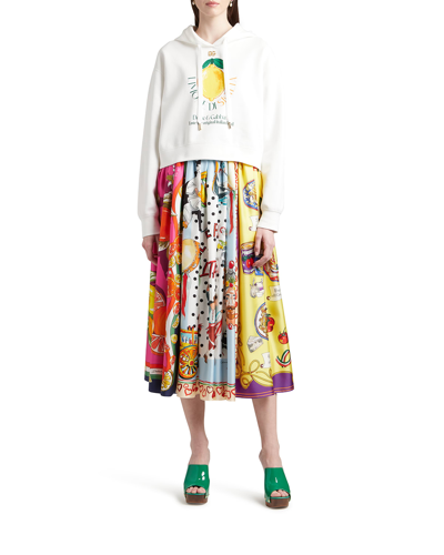 Shop Dolce & Gabbana Logo Lemon-print Cropped Hoodie In White Prt