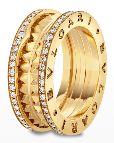 Shop Bvlgari B.zero1 Yellow Gold Diamond Edge Ring, Eu 53 / Us 6.25