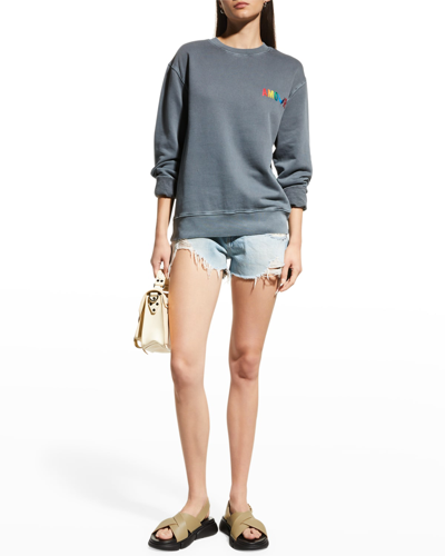 Shop Zadig & Voltaire Simba Amour Wings Crewneck Sweatshirt In Blueberry